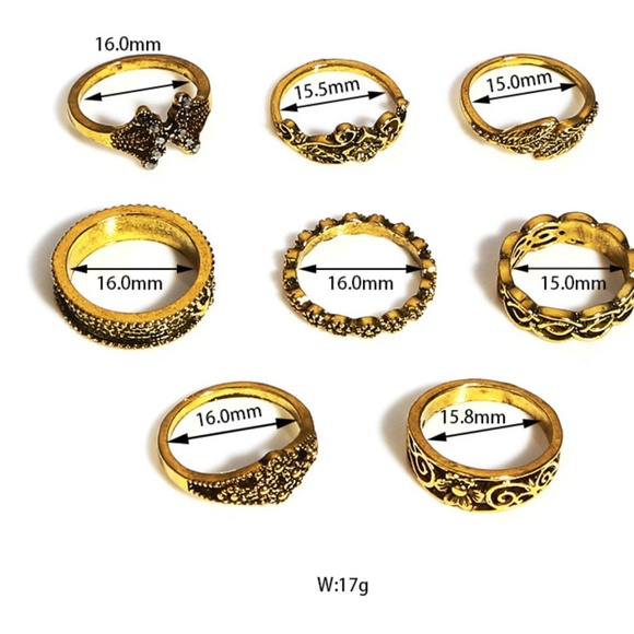 NEW 8pc multi styles ring set - Picture 2 of 3